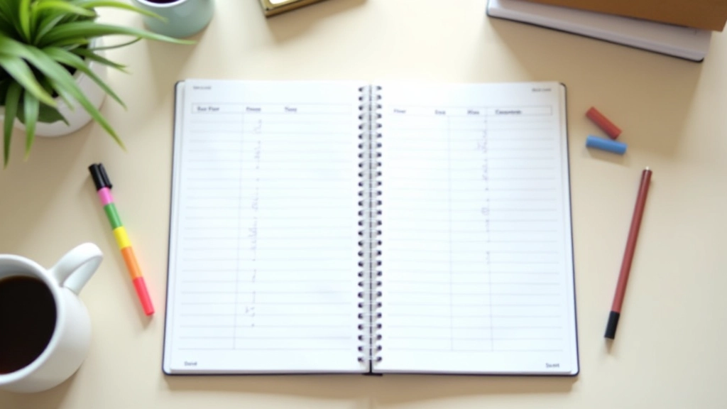 Notebook with handwritten budget breakdown and monthly planning notes