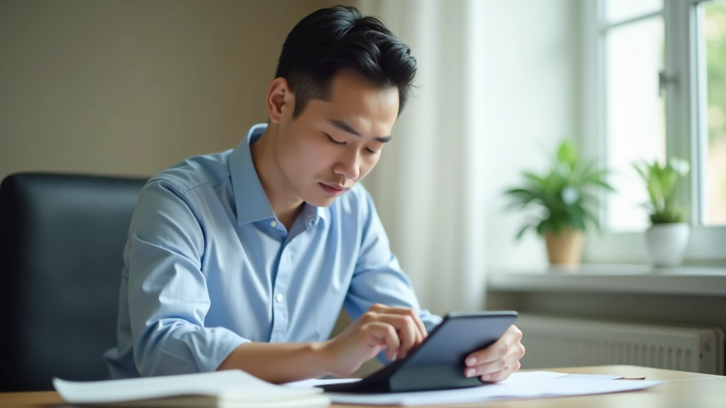 Person sitting at wooden desk with calculator, notebook, and pen, calculating monthly expenses and emergency fund targets, natural window lighting