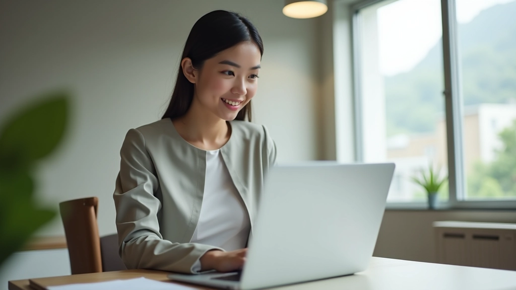 Woman reviewing monthly budget spreadsheet and financial targets on laptop screen at modern desk