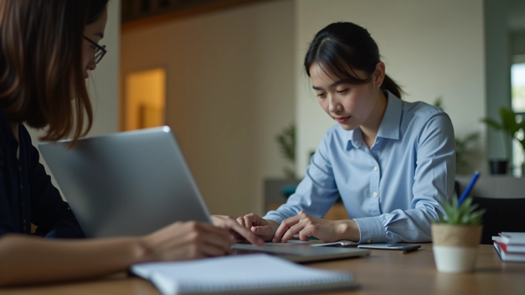 Person reviewing savings goals and investment options on laptop at home office